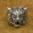 thumbnail image 4 of 925 Sterling Silver Armored Tiger Ring Biker Punk Jewelry TA398 Small Model US Size 7.5, 4 of 16