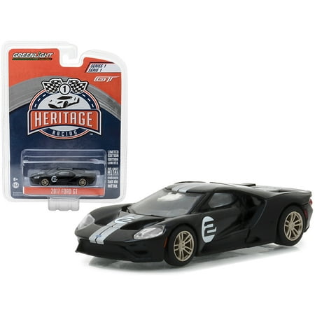 2017 Ford GT Black #2 - Tribute to 1966 Ford GT40 MK II #2 Racing Heritage Series 1 1/64 Diecast Model Car by
