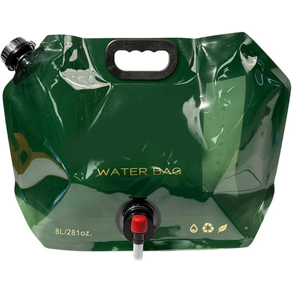 Portable Foldable Water Bag with Spigot, 2025 New BPA-Free & Durable 8L Large Capacity Water Container for Camping, Hiking, Outdoor Adventures (Army Green)