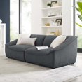 thumbnail image 2 of Loveseat Sofa, Fabric, Dark Grey Gray, Modern Contemporary Urban Design, Living Lounge Room Hotel Lobby Hospitality, 2 of 10