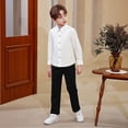 thumbnail image 2 of EnJoCho Boys Formal Suit Set Long Sleeve Shirt Dress Pants Wedding Outfit For Kids Classic School Events Two Piece, 2 of 6