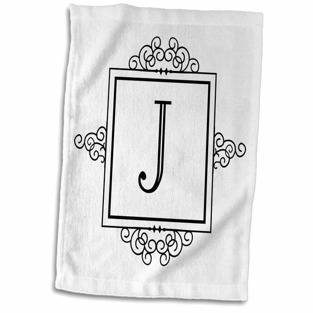 3dRose Initial letter J personal monogrammed fancy black and white ...