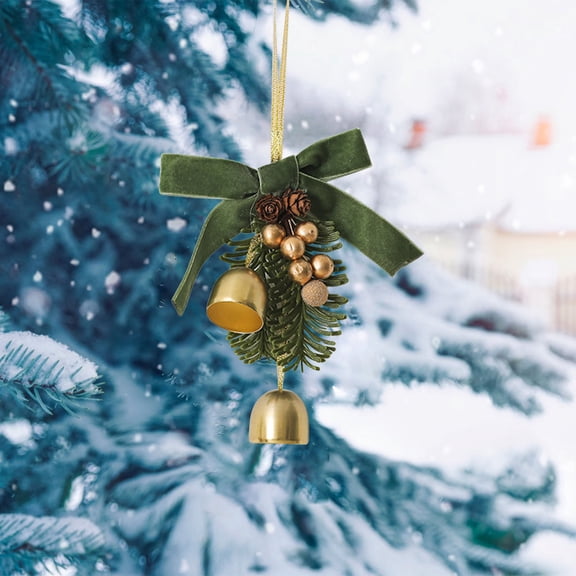 Deeceymbur Realistic Pine Cones Christmas Ornaments PC Material Fir Branches Metal Bells Multi Scene Decor