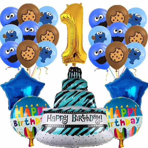 Cookie Monster Balloons Party Supplies 1st Big Number Decorations Decor Kit Birthday