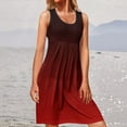 thumbnail image 2 of RKSTN Robes d'Été pour Femmes 2023 Mode Couleur Dégradée Sans Manches Longueur Genou Jupes Col Rond Imprimé Robe Décontractée Ample, 2 of 5