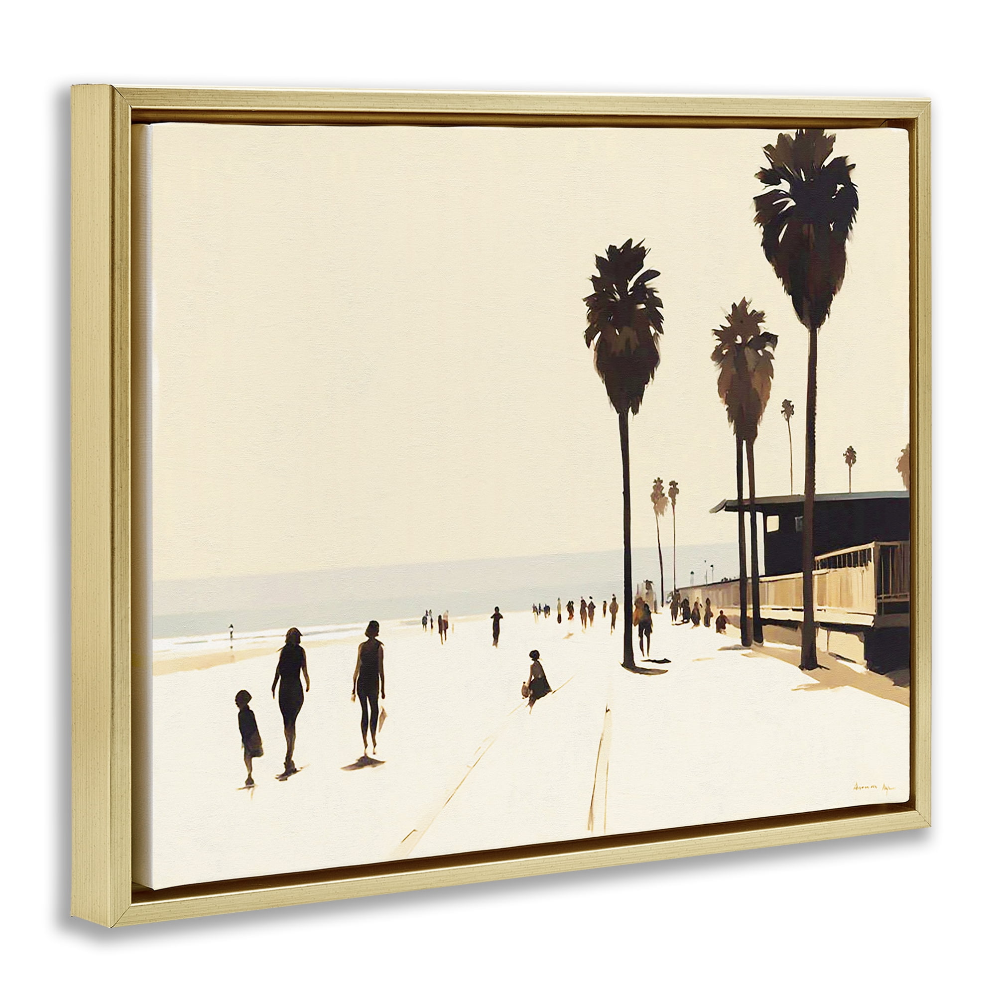 Stupell Industries Towards The Sea Scene Landscape & Nature Painting Gold Floater Framed Canvas Art Print Wall Art, 21 x 17