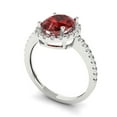 thumbnail image 2 of 2.27 ctw with Simulated Diamond Halo Accents Anniversary Ring for Women | Oval Cut Natural Garnet | Hyperallergenic Solid 18K White Gold, 2 of 5