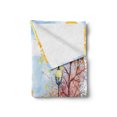 thumbnail image 2 of Landscape Soft Flannel Fleece Blanket, Hand Drawn Watercolor Autumn Park Trees Shrubs Bench and Lanterns Nature Artwork, Cozy Plush for Indoor and Outdoor Use, 50" x 60", Multicolor, by Ambesonne, 2 of 5