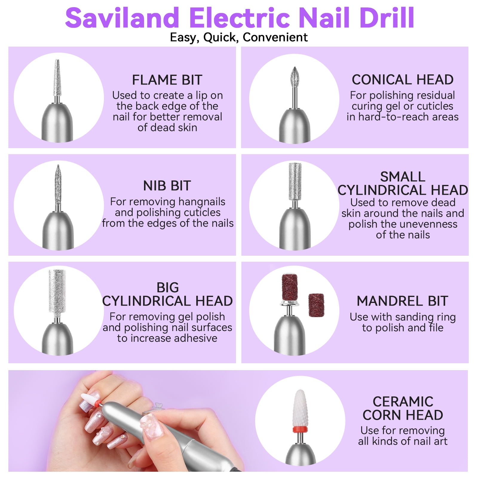 Saviland Acrylic Nail Kit with Nail Drill – Acrylic Powder And Liquid Set with Gel Nail Polish Nail Glue Gel Portable U V Light Nail Stuff Acrylic Nail Brush for Home DIY Salon Use