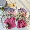 thumbnail image 5 of Hotiary Toddler Baby Cotton 2 Piece Sets Boys Girls Solid Short Sleeve T-Shirt + Elastic Waist Shorts Outfits Kids Casual Clothes Suit for 1-10 Years, 5 of 8