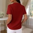 thumbnail image 4 of Inglocry Women's Waffle Polos Golf Shirts Short Sleeve V Neck T-Shirt Summer Casual Tennis Work Athletic Tops Red S, 4 of 4