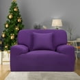 thumbnail image 3 of PiccoCasa Thick Stretch Sofa Cover 1 Seater Solid Couch Cover, Purple, 3 of 8