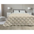 thumbnail image 1 of Off White Down Alternative Comforter, Pattern of Grunge Style Continuing Polka Dots in Retro Soft Tones, Microfiber Quilt for All Season, 5 Sizes, Pale Salmon and Cream, by Ambesonne, 1 of 3