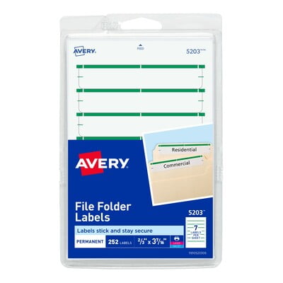 Avery-2PK Printable 4" X 6" - Permanent File Folder Labels, 0.69 X 3.44, White, 7/Sheet, 36 Sheets/Pack, (5203