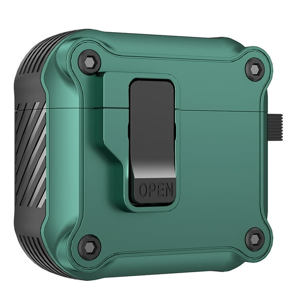 Funda Protectora Con Cerradura para AirPods 4 Cubierta A Prueba Golpes Clip Bloqueo
