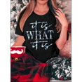thumbnail image 1 of Chic Blue Letter Print Women's T-Shirt - Casual Crew Neck, Short Sleeve, Stretchy Polyester Blend, Machine Washable - Perfect for Summer & Casual Attire, 1 of 6