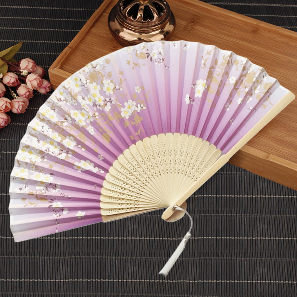 High Quality Cherry bloosm 9 inches Silk and bamboo Hand Fan US Seller 
