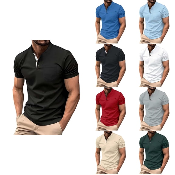 Abtuhar Men Stripe Collared Short Sleeve Summer Casual Daily Wear Shirts