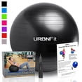 thumbnail image 2 of (Black, 55cm) - URBNFit Exercise Gym Ball (Multiple Sizes And Colours) For Stability & Yoga - Workout Guide Included & Quick Pump Included - Anti Burst Professional Quality Swiss Ball, 2 of 12