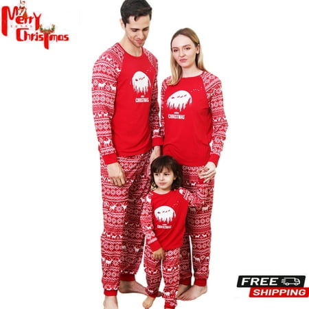 

Matching Family Christmas Pajamas Snowflake Deer Raglan Tops + Pants