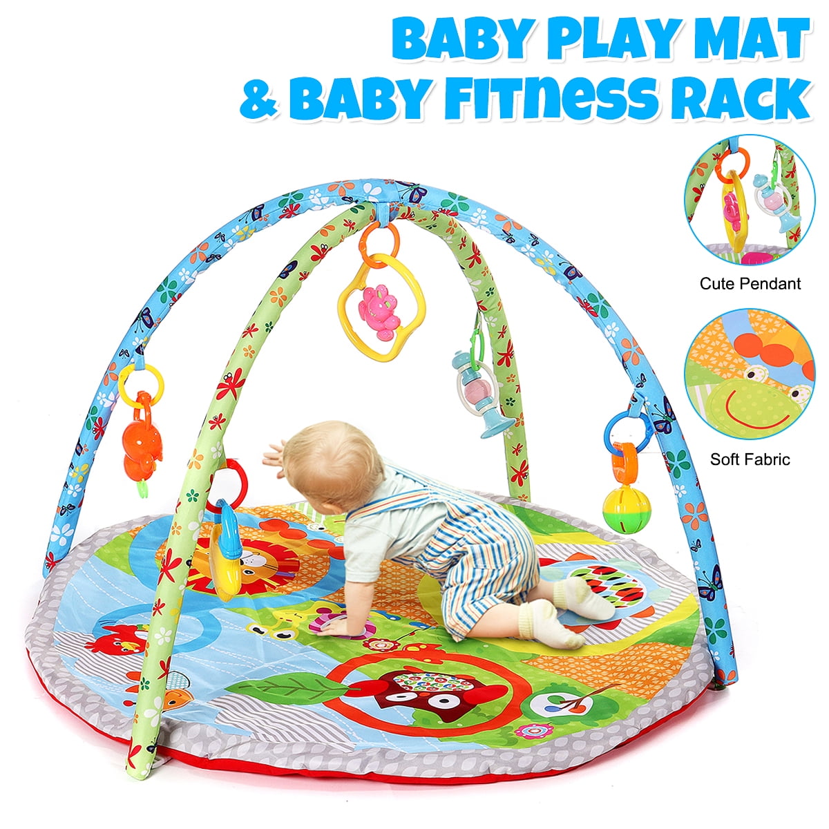 Baby Activity Mat Kids Play Mat Round/Rectangle Tummy Time Baby Crawl