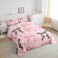 thumbnail image 3 of Manfei Kawaii Bow Tie Bedding Comforter Set,Cute Bowknot Ribbon Twin Comforter Sets,Pink Black Bedding Set For Girls Teens,Breathable Home Decor Reversible,2-Piece, 3 of 8