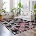 thumbnail image 3 of Area Rugs 4'x6'. Grey Pink Geometric Carpet Runner Indoor Outdoor Rugs Home Decor Aesthetic, Black White Boho Non Slip Mats Washable Accent Rug for Living Room Bedroom, 3 of 8