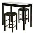 thumbnail image 1 of Linon Tifton 3 Piece Wood & Faux Marble Tavern Set Backless Stools in Black, 1 of 13
