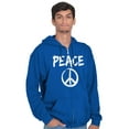 thumbnail image 5 of Hippie Peace Sign Make Love Not War Unisex Fleece Graphic Zip Up Hoodie Brisco Brands 4X, 5 of 6