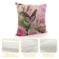 thumbnail image 4 of Flower Decor Butterfly Fliying on The Pink Rose Square Throw Waist Pillow Case Decorative Cushion Cover Pillowcase Sofa, 4 of 5