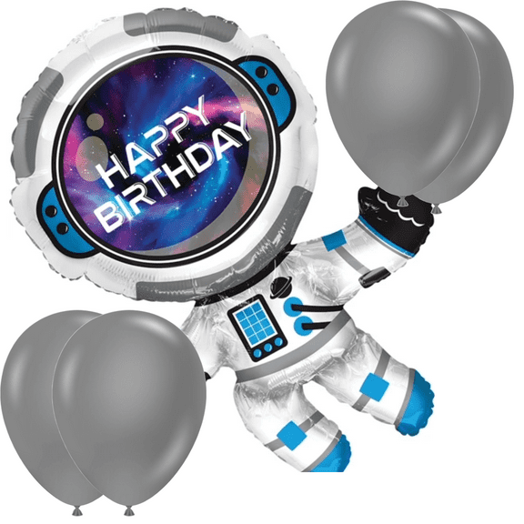 LOONBALLOON Space, Alien, Rocket Theme Balloon Set, 36 Inch Birthday Galaxy Astronaut Balloonand 4x latex balllons
