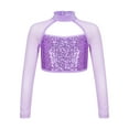 thumbnail image 1 of YONGHS Kids Girls Shiny Sequin Jazz Dance Crop Tops Long Sleeve Tee Shirt, 1 of 7