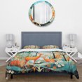 thumbnail image 3 of Designart "Blue Mid Century Mod Nature" Animals Bedding Covert Set - Abstract Midcentury Teal Abstract Bed Set With 1 Sham, 3 of 6