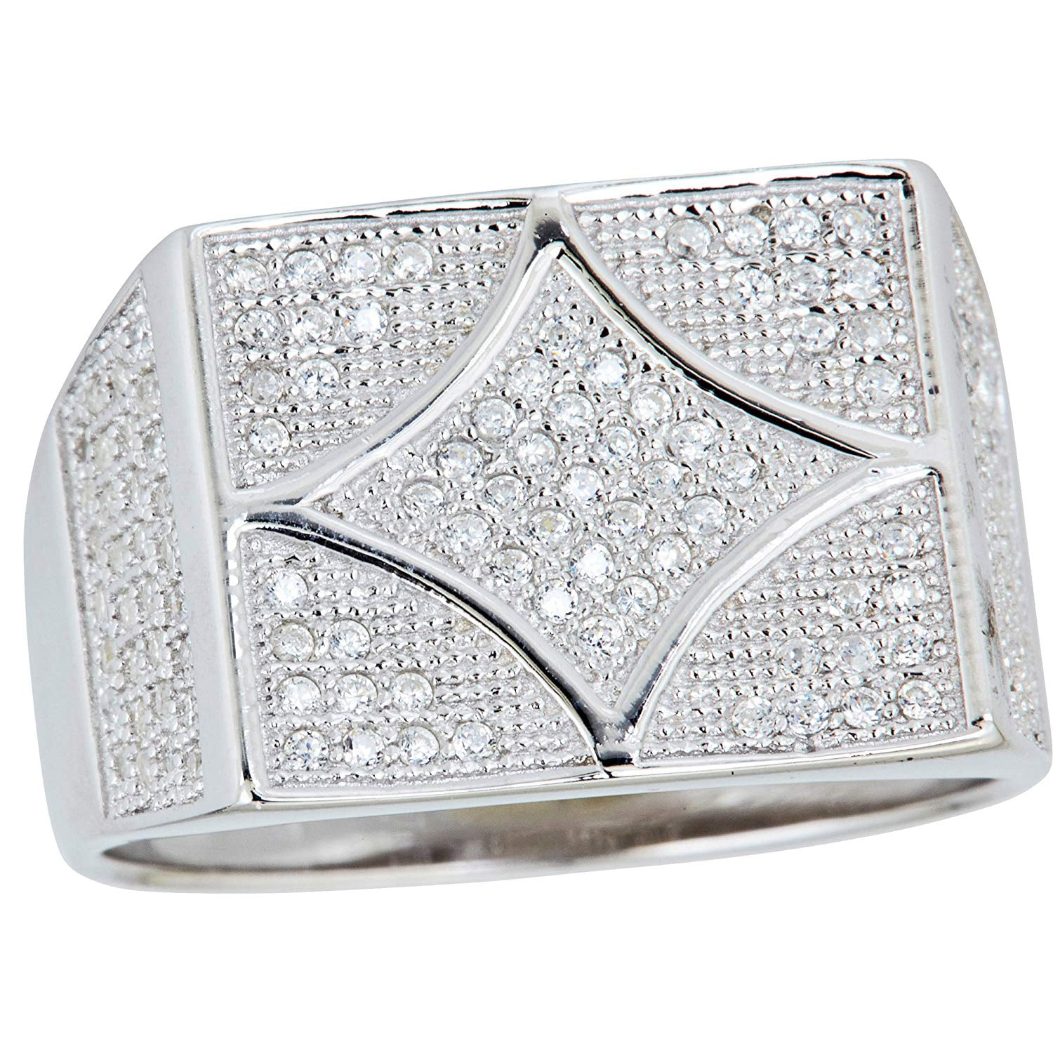 Decadence - Sterling Silver Rhodium Men's Pave Inverted Diamond Ring ...