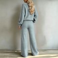 thumbnail image 5 of YHCY Womens 2 Piece Ribbed Knit Outfit Long Sleeve Crew Neck Tunic Sweatshirt Basic Straight Wide Leg Sweatpant Lounge Trendy Suits Oversized Dressy Sets Travel Vacation Sweatsuit Light Blue M, 5 of 7