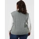 thumbnail image 5 of Suéteres de talgrande pamujer Chaleco con cuello en V Cable Estilo de muy buen gusto Jersey sin mangas Suéter Chalecos gris 1X, 5 of 6