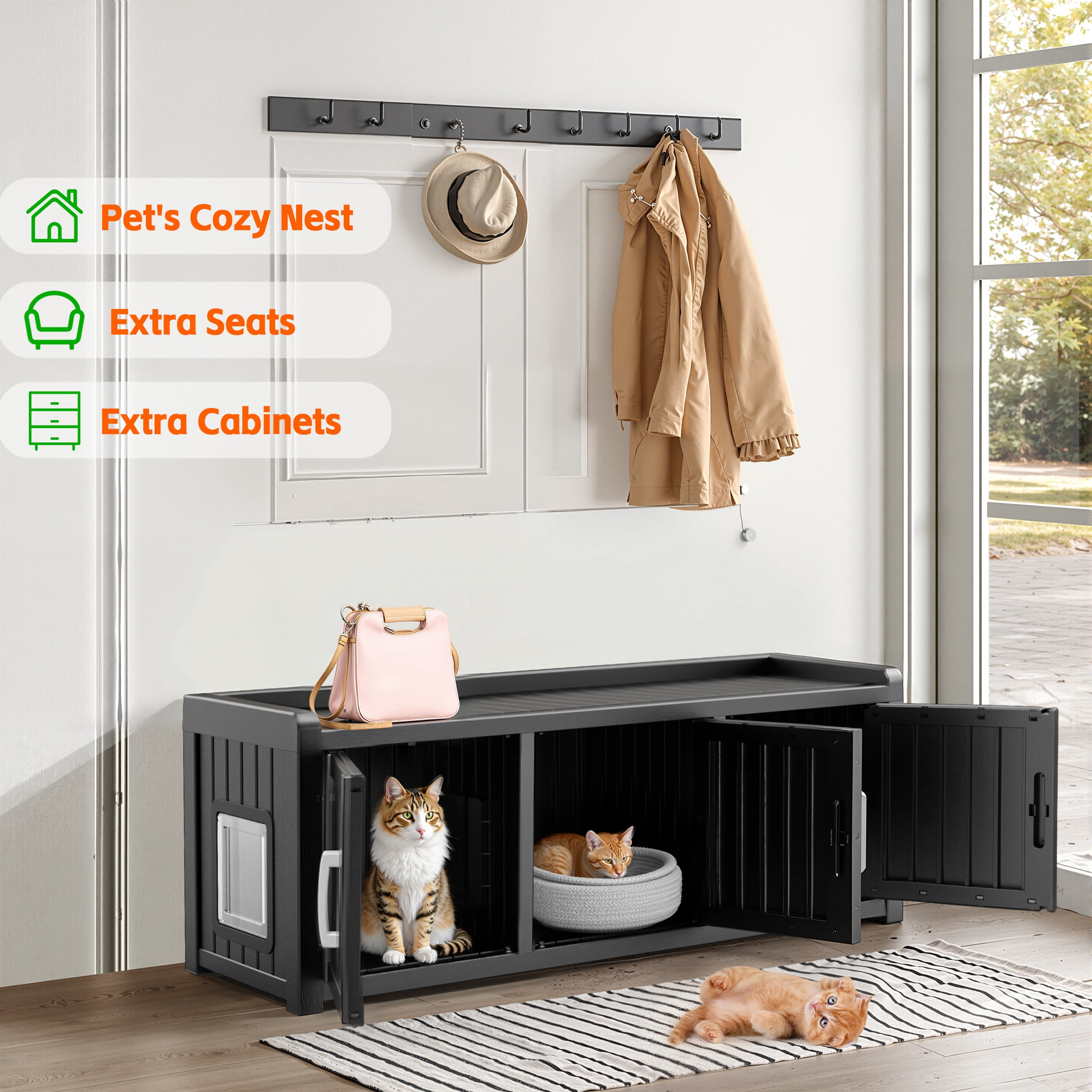 EasyUp Resin Space-Saving Hidden Cat Litter Box Enclosure for Small Spaces & Home Corners