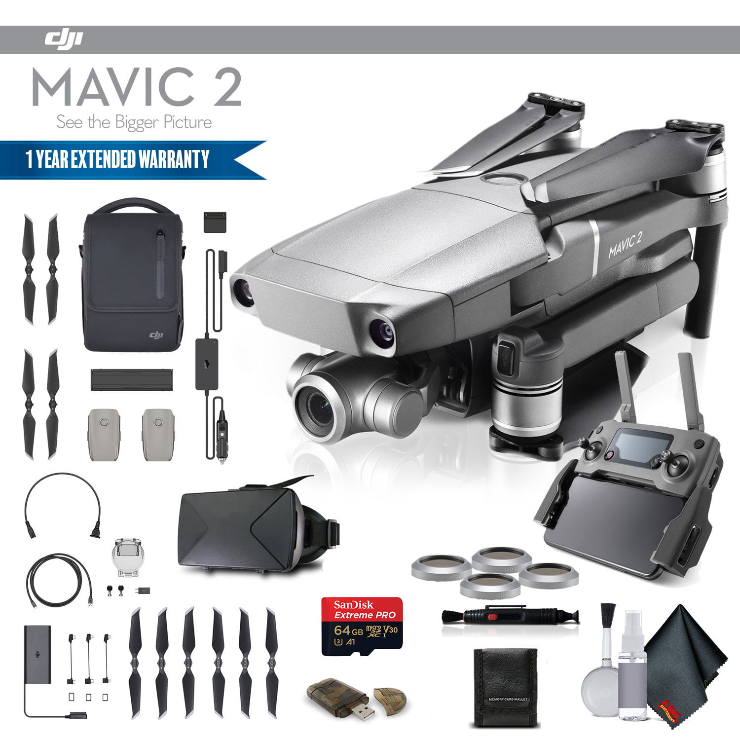 More DJI Mavic 2 Zoom Battery with Accessory Kit Incl Aluminum Case Filter Kit 