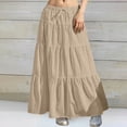 thumbnail image 2 of Women's Summer Skirts Summer Fashion Tiered Boho Long Skirt With Waist Flowy For Casual Elegant Outfit Brown L, 2 of 4