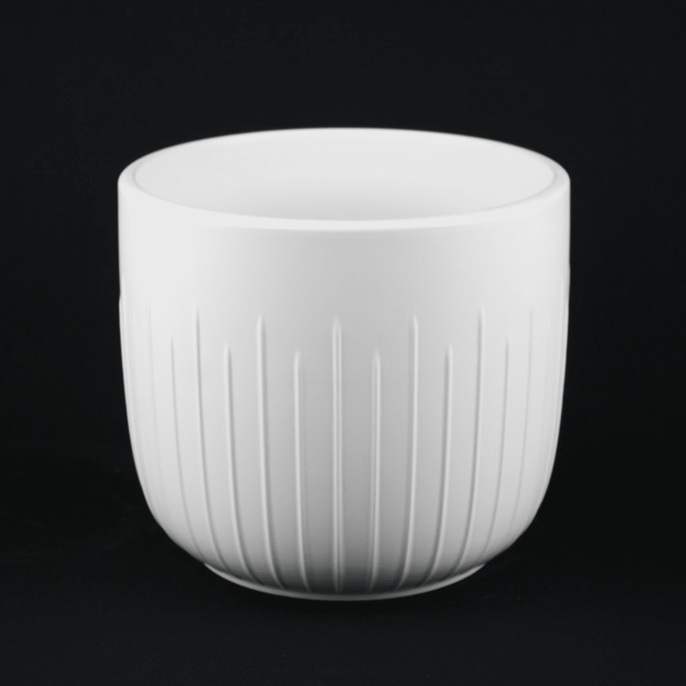 3-Piece White Stoneware Planter Pot Set with Vertical Groove Texture