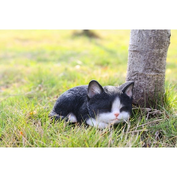 Hi- Line Gift 87699-B Kitten Sleeping Black & White Cat Statue