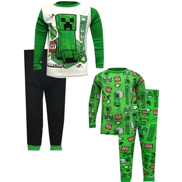 Minecraft Classic Creeper 4 Piece Cotton Pajamas