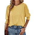 thumbnail image 2 of Half Sleeve Elastic Women Solid Color Summer T-Shirt Tops, 2 of 5