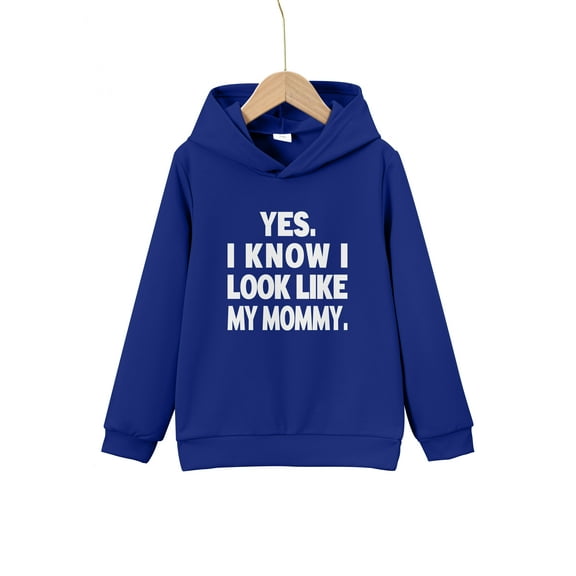 Big Boys Tops YES I KNOW I LOOK LIKE MY DADDY Letter Print Cute&Cozy Sweatshirt Casual Hoodie For Kids Boys - Keep Him Warm And Stylish!