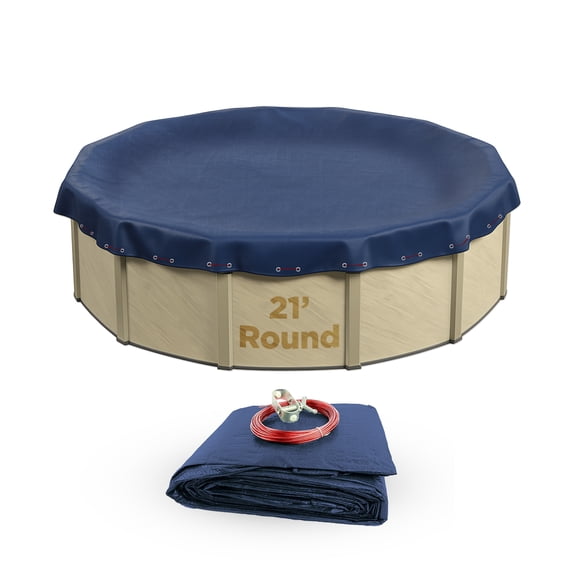 Buffalo Blizzard Deluxe Plus Blue/Black Round Winter Swimming Pool Cover, 21'