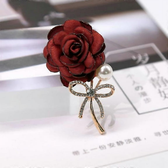 Rose Flower Brooch Pin Fabric Handmade Rose Flower Brooch Fashion Women Men Bride Wedding Bouquet Christmas Party Valentine's Day Gift