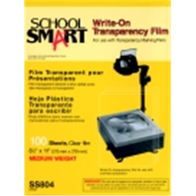 Pack of 100 School Smart Write-On Transparency Films 8-1/2 x 11 Inches Clear 2 Pack 