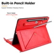 thumbnail image 2 of TECH CIRCLE Galaxy Tab S10 Ultra Case,Galaxy Tab S9 Ultra 2023/S8 Ultra 2022 Case,Business PU Leather Folio Stand Protective Cover S Pen Holder Card Slots Shoulder Hand Strap Wallet Bag Case,Red, 2 of 6