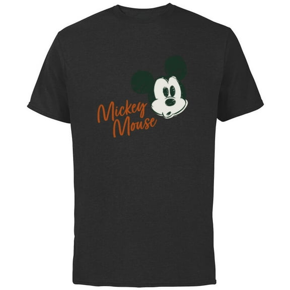 Disney Mickey Mouse Classic Retro Vintage Sketch Face & Name - Short Sleeve Cotton T-Shirt for Adults - Customized-Black