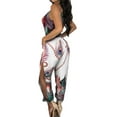 thumbnail image 2 of Seyurigaoka Women Sexy Jumpsuit Printed Pattern Deep V-neck Sleeveless Overalls, 2 of 8